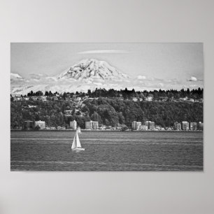 Poster O Monte Rainier de Puget Sound, Seattle Washington