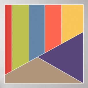 Pôster O MOSAICO listra triângulos coloriu I + suas