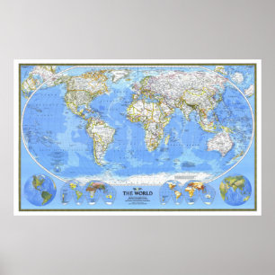 Poster "O Mundo: 1988/heute - Mapa físico detalhado ...