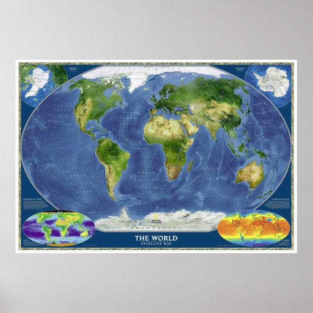 Poster " O Mundo: 2008/presente - Mapa por satélite ... (Frente)