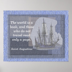 Poster O mundo é um livro - St Augustine - cita o