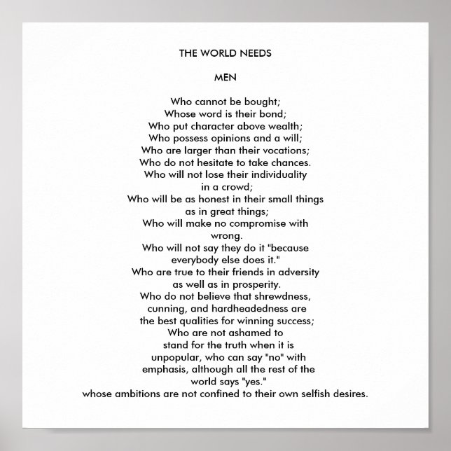 POSTER O MUNDO PRECISA DE HOMENS (Frente)