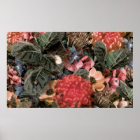 O mural na parede. Flores e plantas com espinhas