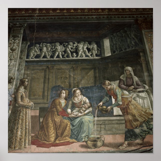 Pôster O Nascimento da Virgem, 1485-90 (Frente)