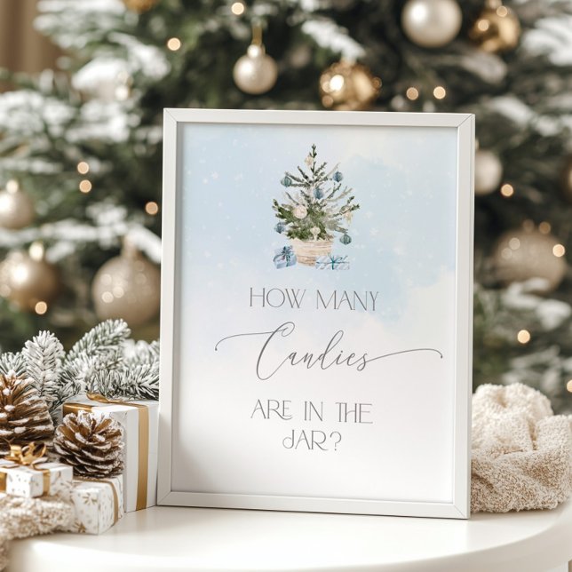 Poster O Natal azul de inverno adivinha quantas canetas (Criador carregado)