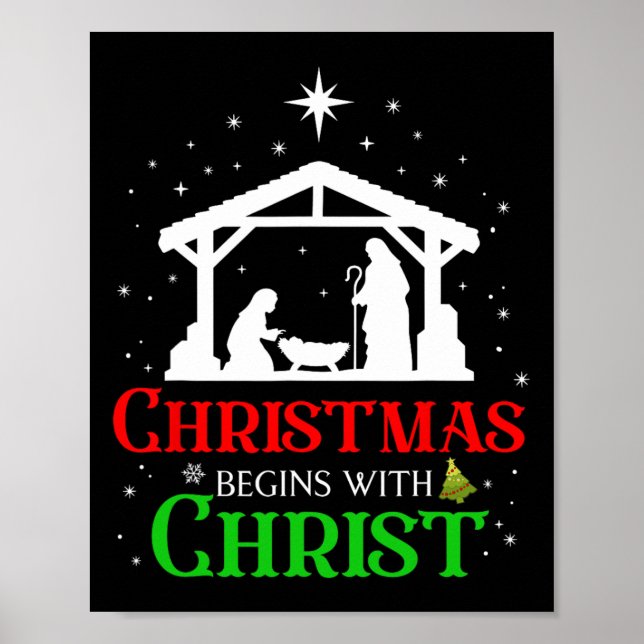 Poster O Natal Começa Com A Religião Cristã Cristo J (Frente)