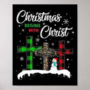 Poster O Natal Começa Com Jesus Cristo Boneco de Neve Eng