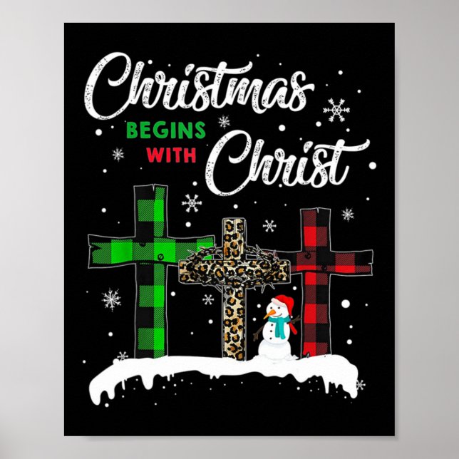 Poster O Natal Começa Com Jesus Cristo Boneco de Neve Eng (Frente)
