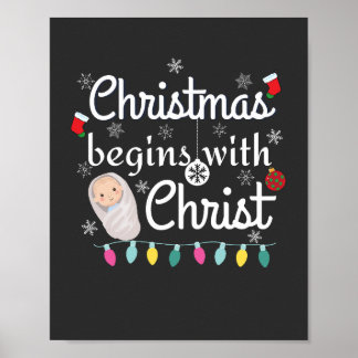Poster O Natal começa com o T-Shirt Cristo