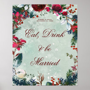 Poster o Natal do inverno come a bebida seja casamento