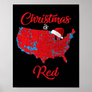 Poster O Natal É Vermelho 2024 Mapa Eleitoral Trump Lands