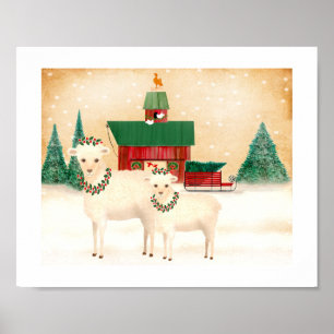 Pôster O Natal na fazenda dos carneiros adiciona seu