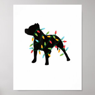 Poster O Natal Pitbull Luz o Natal Dog Lover