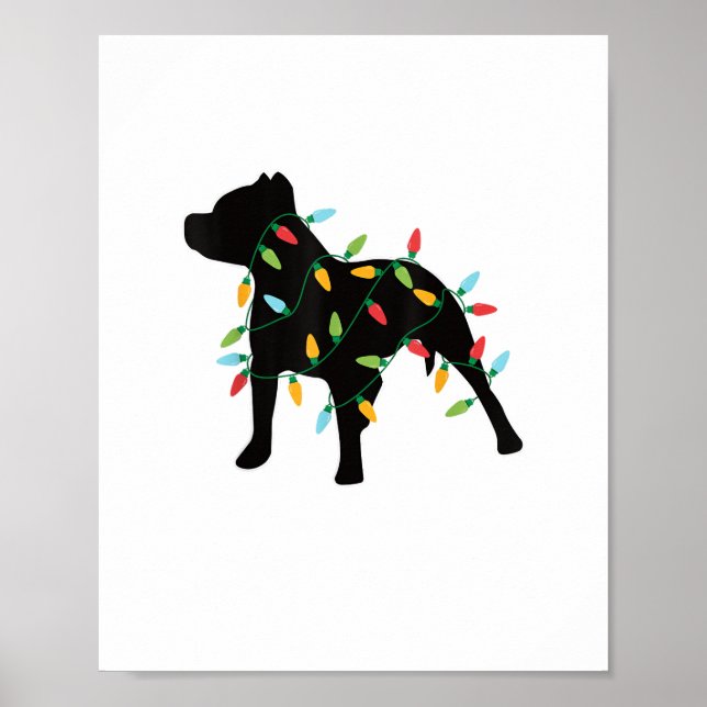 Poster O Natal Pitbull Luz o Natal Dog Lover (Frente)