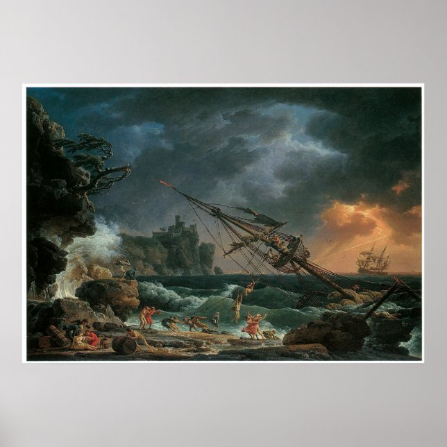 Pôster O naufrágio, Claude-Joseph Vernet (Frente)