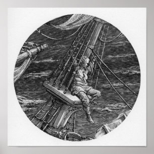 Pôster O navegador no alto no tombadilho do navio