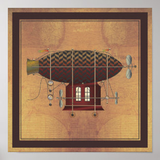 Poster O Navio Petite Rouge Steampunk Flying Machine