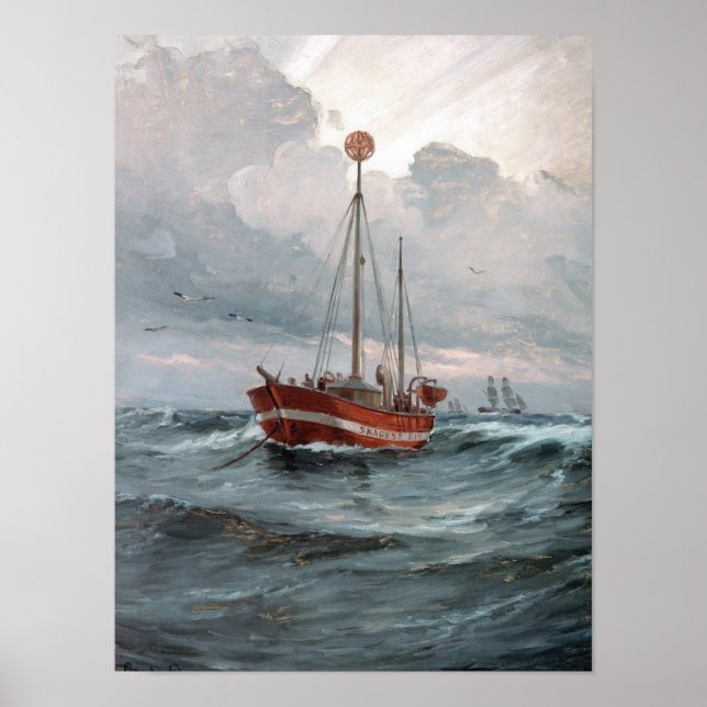Pôster O navio-relâmpago da Pintura do Recife de Skagen (Frente)