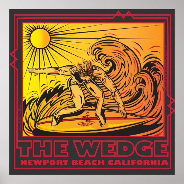 POSTER O NEWEDGE NEWPORT BEACH CALIFÓRNIA SURFING (Frente)