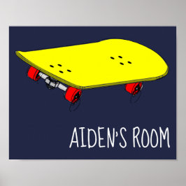 Poster O nome da criança, Bedroom Art Yellow skateboard l