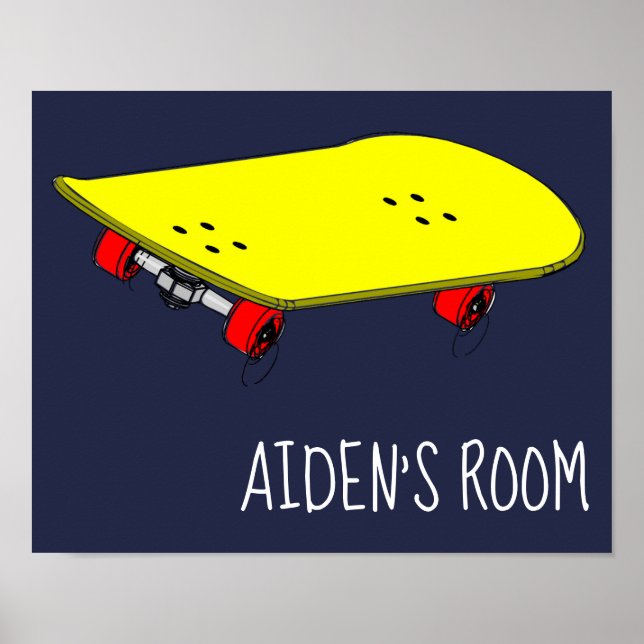 Poster O nome da criança, Bedroom Art Yellow skateboard l (Frente)