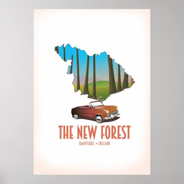 Poster O novo mapa da floresta Hampshire Inglaterra (Frente)