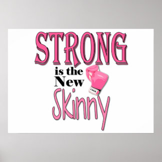 Pôster O novo Skinny é forte! Com luvas cor-de-rosa