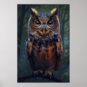 Poster O Observador na Floresta - Coruja Retrait Wall Art