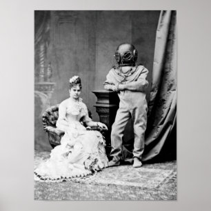 Poster O Oceano Imperador e Mergulhador do Mar Profundo -