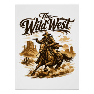 Pôster O Oeste Selvagem – Poster de Cowboy em Ação