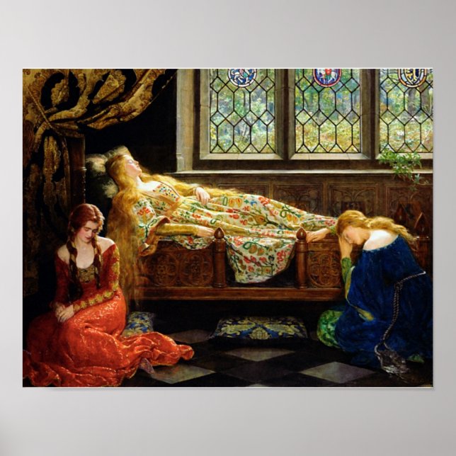 Pôster O óleo de beleza adormecida na pintura de canvas (Frente)