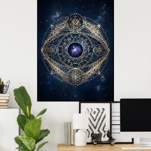 Poster O Olho Celestial — Zodíaco do Cosmos Geometria Sag