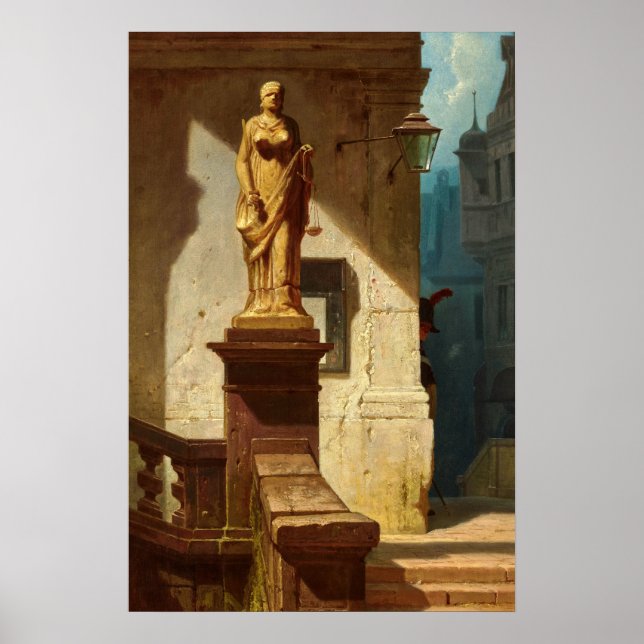 Poster O Olho da Lei, Justiça de Carl Spitzweg (Frente)