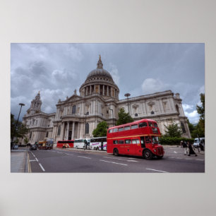Poster O ônibus de Londres passa a catedral Inglaterra d