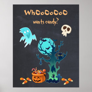 Pôster O OoO quer doces? Cena de Dia das Bruxas Spooky