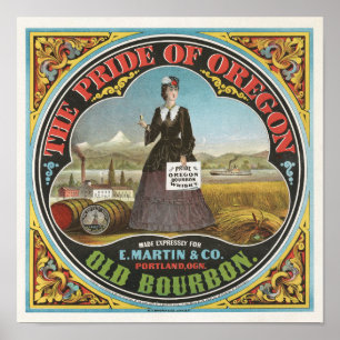 Poster O Orgulho do Oregon, Vintage do Bourbon