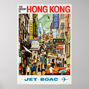 Poster O Oriente é o Viagem da HONG KONG Vintage Airline