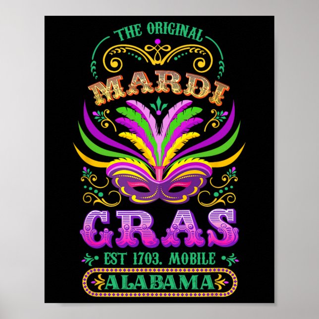 Poster O original Mardi Gras Mobile Alabama 1703 (Frente)