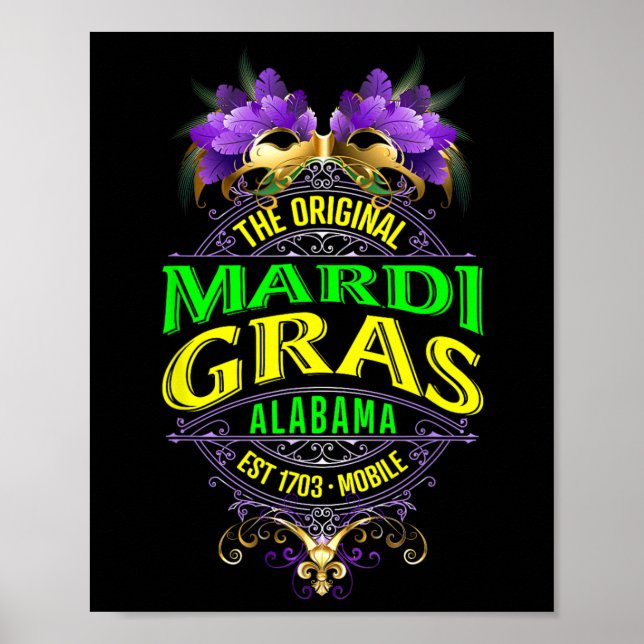 Poster O original Mobile Alabama Mardi Gras (Frente)