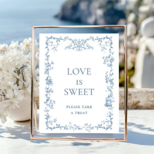 Poster O Ornamentado Renascentista Dusty Blue Floral Love