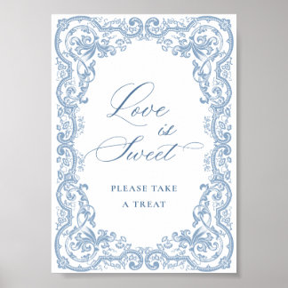 Poster O Ornamentado Renascentista Dusty Blue Floral Love