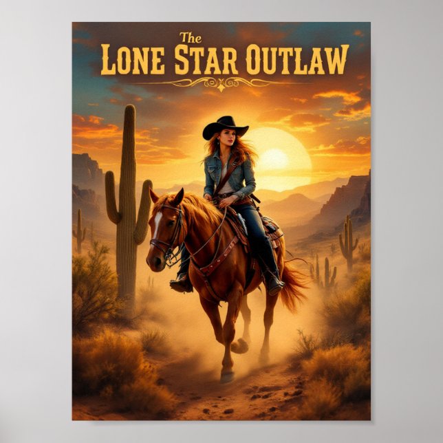 Poster O Outlaw Lone Star - Posto do Deserto da Cowgirl O (Frente)