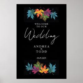 Poster O outono deixa o contraste preto bem-vindo ao casa