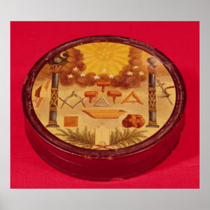 Pôster O Oval pintou a caixa, com símbolos da maçonaria