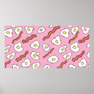 Poster O padrão do café da manhã sem costura com ovos 