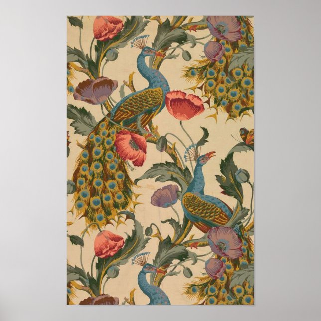 Poster O padrão Peacock Art Nouveau (Frente)