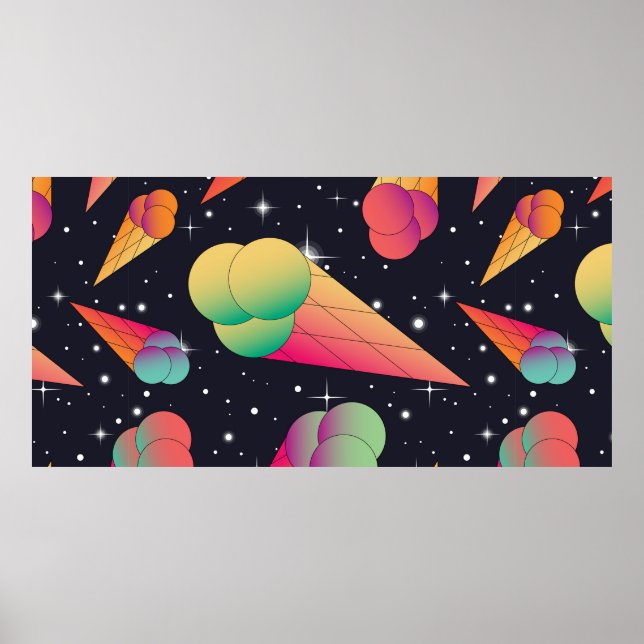 Poster O padrão perfeito do sorvete de tendências. Cones  (Frente)