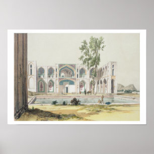Poster O palácio do Tchar-Saco em Isfahan, Persia, placa
