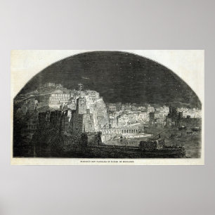 Pôster O panorama novo de Burford de Nápoles pelo luar