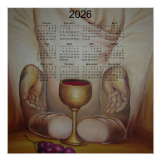 Pôster O Pão da Vida: Sagrada Eucaristia Calendário 2026